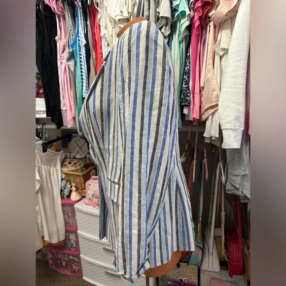 Kasper Blue & White Stripped Blazer Size 12 - Picture 5 of 5